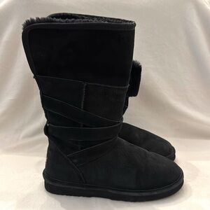 Women's Lamo Black Fur-Lined Boots Size 7.5 Leather With Sheepskin